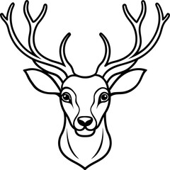 Elegant Deer Antlers Line Art Illustration Vector Design