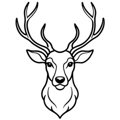 Elegant Deer Antlers Line Art Illustration Vector Design