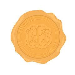  A gold wax seal stamp for sealing envelopes, flat art design style.
