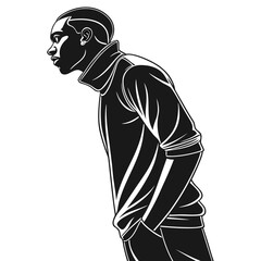 Stylized silhouette of a man in a turtleneck
