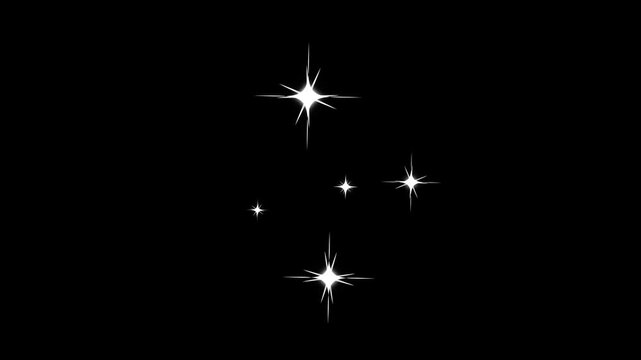 Glitter sparkle twinkle stars doodle cartoon animation, blinking lights shining with glowing bursts, shiny explosions, pop-up effects and doodle vector style, transparent alpha 4K
