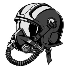 Stylized jet pilot helmet with oxygen mask and visor © Bakkar