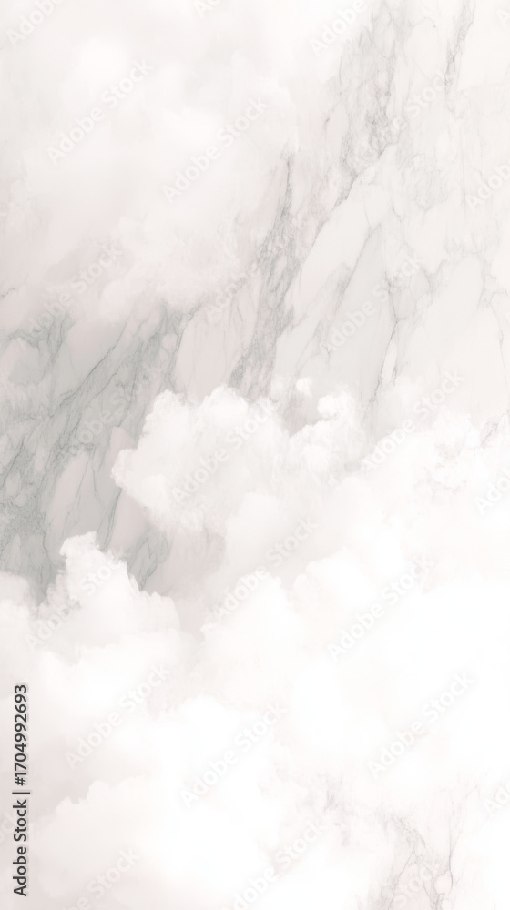Poster elegant white marble texture with subtle gray veining. soft clouds blend into this abstract, serene 