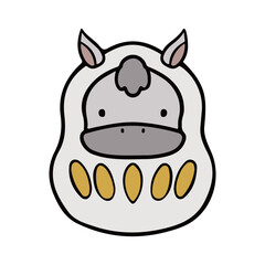 白　馬　だるま　イラスト