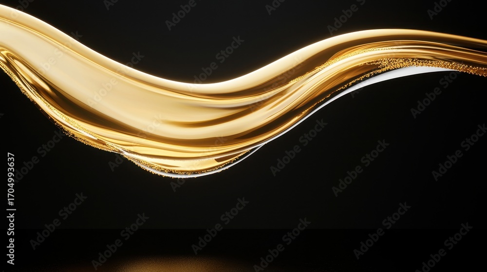 Poster smooth, flowing light waves against a dark background, creating an elegant and dynamic visual effect