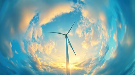 Wind turbine sunset sky energy