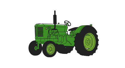 Obraz premium Green tractor illustration on a white background.