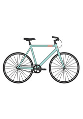 Fototapeta premium Illustration of a light blue bicycle with black tires and seat.