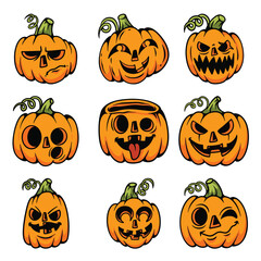 Spooky Hand-Drawn Cartoon of a Halloween Pumpkin