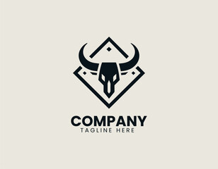 Cow Skull Horn Pattern Logo