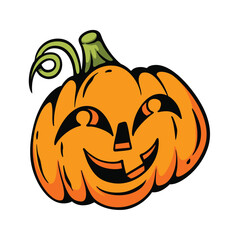 Whimsical Halloween Pumpkin Drawing in Cartoon Style