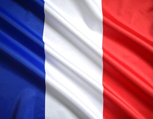 French flag, waving in the wind.  Close-up view