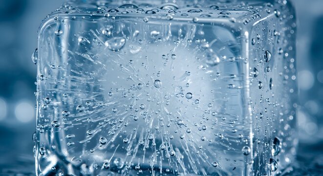 Bubbles and Cracks Inside an Ice Cube