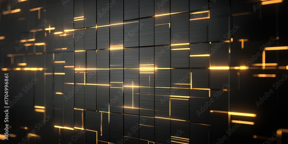 Poster a dark, textured background features glowing golden lines creating a modern, digital pattern.