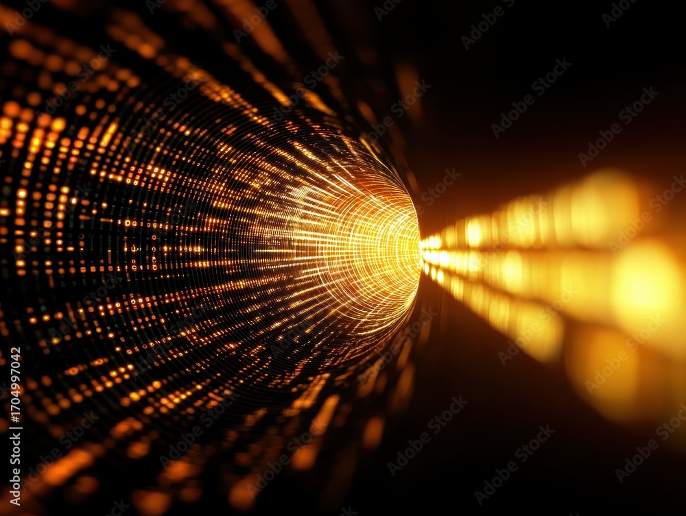 Aufkleber a captivating abstract image depicting a glowing tunnel of light with dynamic lines radiating outwar