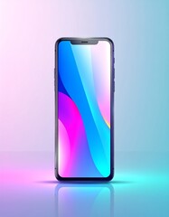 Smartphone display, colorful waves, studio, mockup