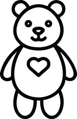 Obraz premium Simple line art illustration of a teddy bear with a heart on its chest