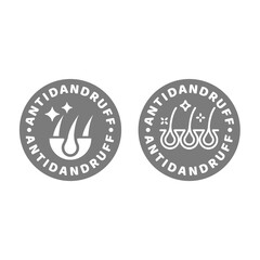 Anti dandruff product or shampoo. Antidandruff vector label or icon.