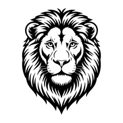 Fototapeta premium Illustration of a head of lion. Lion head mascot. Design element for logo, label, sign, poster, card. Vector illustration
