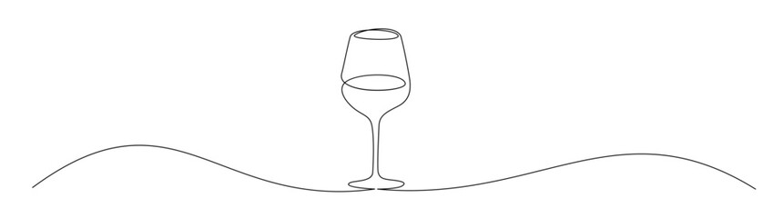 Wine glass one line drawing art
