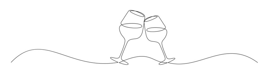 Elegant Continuous Line Drawing of Champagne Toast
