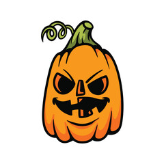 Hand-Drawn Spooky Pumpkin for Halloween Illustration
