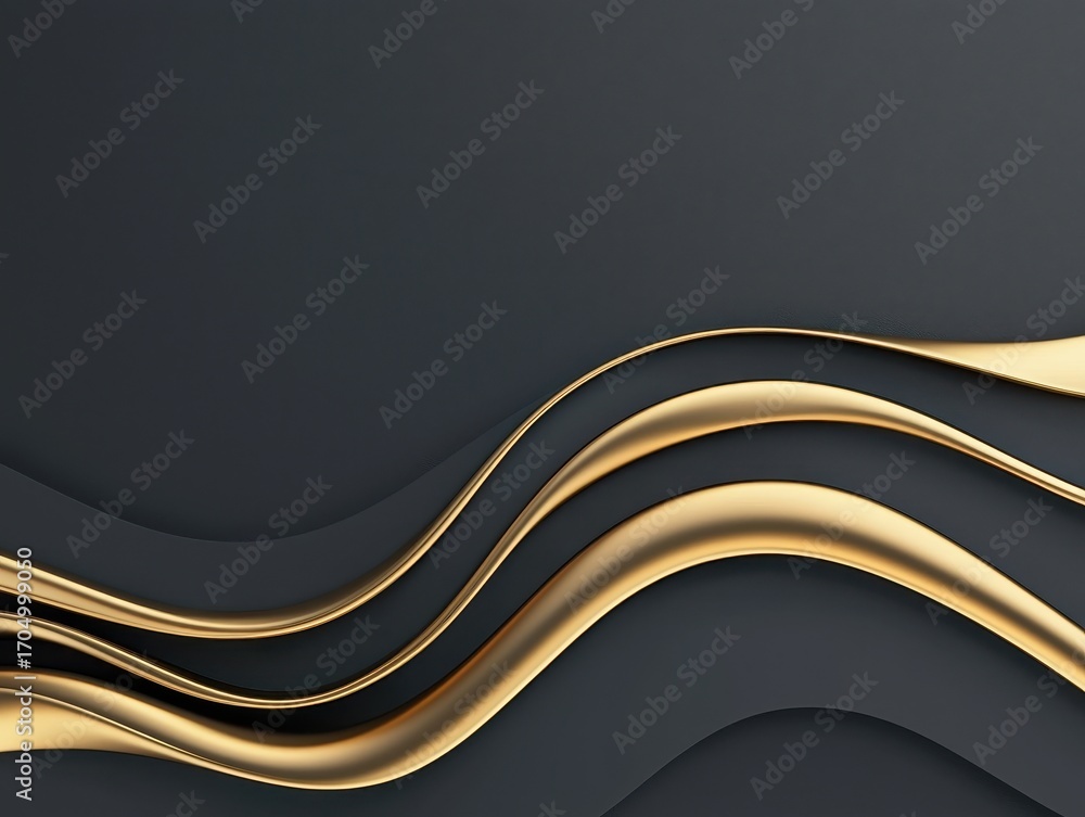 Poster a sleek, modern design featuring flowing gold waves on a dark background, creating a sophisticated a