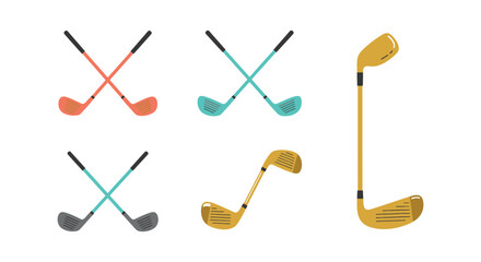 golf clubs crossed colorful designs on white background