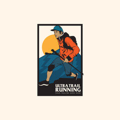 Trail running logo vector illustration on white background