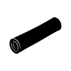 Black cylindrical tube showcasing three dimensional shape on a white background