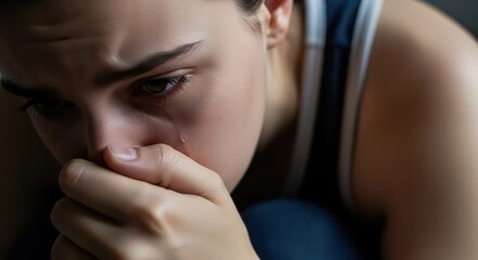 Close-up of a Woman's Face, Tears, and Sadness