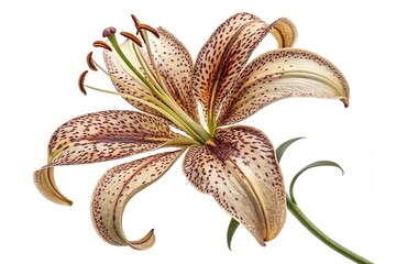 Big flower of brindle lily isolated on white background