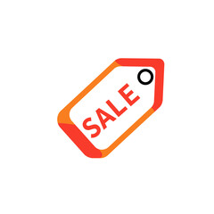 This vibrant vector illustration features a modern red and orange sale tag, prominently displaying 'SALE' to signify attractive discounts and promotional offers.