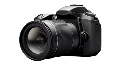 Sleek black DSLR camera with professional lens ready for stunning photography projects