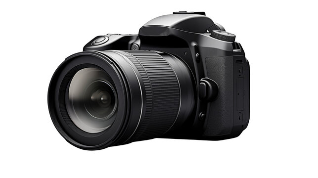 Sleek black DSLR camera with professional lens ready for stunning photography projects - Powered by Adobe