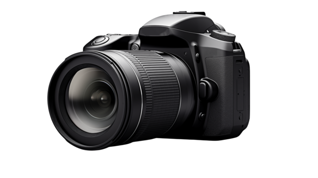 Sleek black DSLR camera with professional lens ready for stunning photography projects
