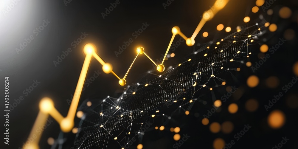 Aufkleber a digital representation of a growth trend, showcasing interconnected nodes and a rising graph line 