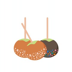 Sweet caramel apples decorative collection vector illustration isolated