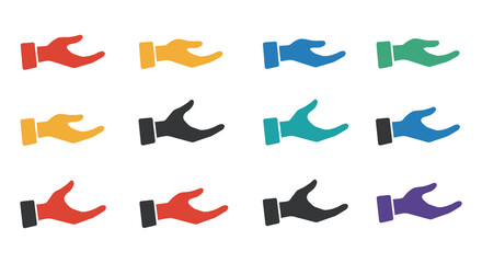 colorful hand icons arranged neatly in rows