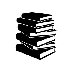 Stacked books silhouette on transparent background