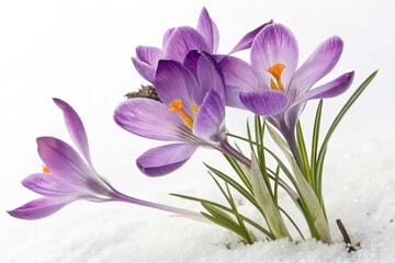 Purple flowers of crocus isolated on white background