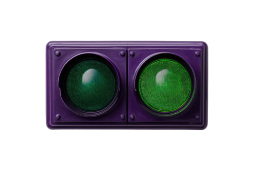 Purple traffic light with two green lights