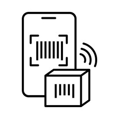 Smartphone scanning product barcode icon