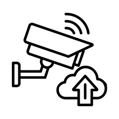 Smart security camera with cloud upload icon