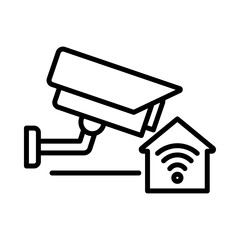 Smart home security camera line icon