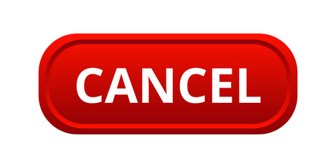 Red Rounded Button with White 'CANCEL' Text on Transparent Background