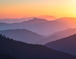 Fototapeta premium Mountain ranges at sunset