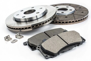 Automotive brake pads isolated on white background