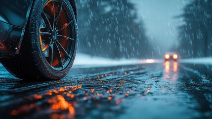 Winter driving in snowy conditions