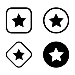 Four star icons in different shapes and colors